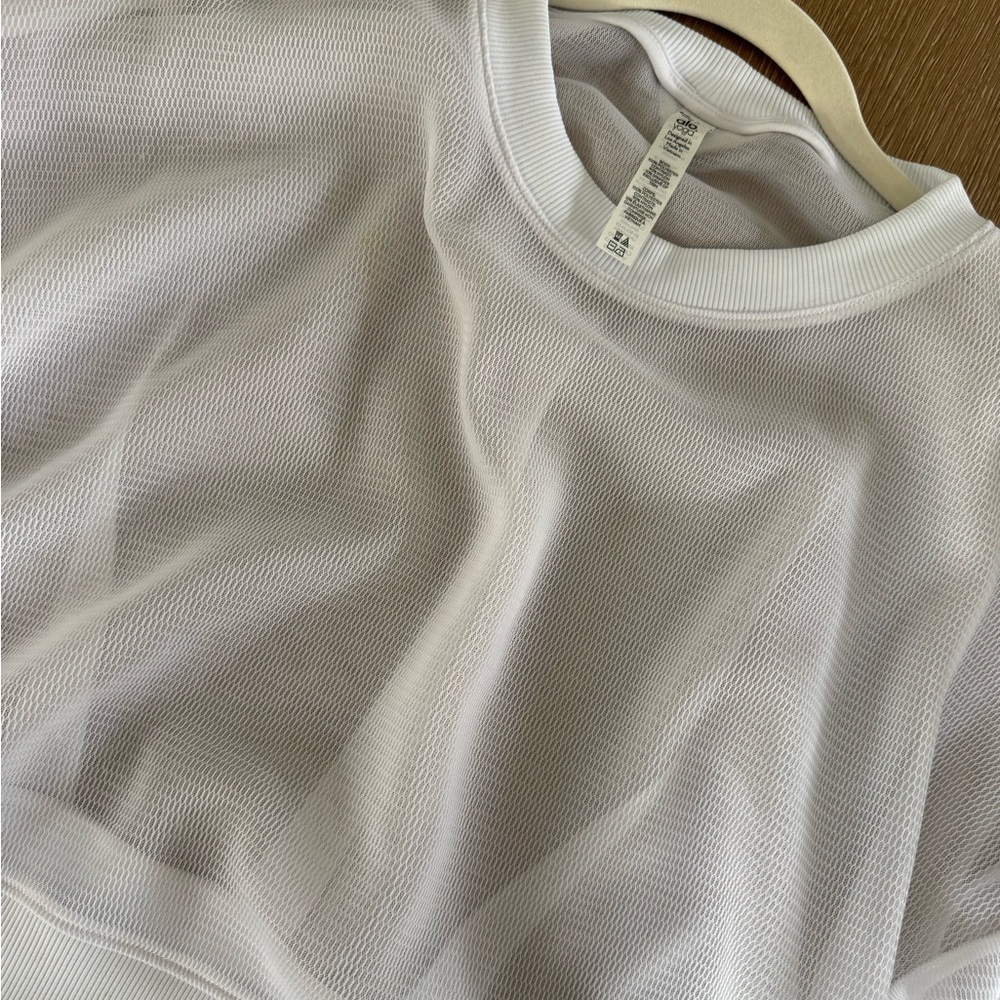 ALO Yoga White Mesh Sweatshirt